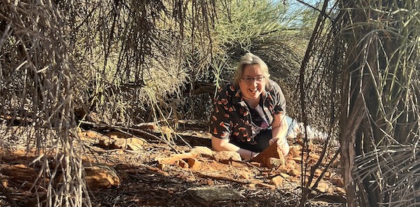 Dr. Jane looking for ants in Sedona Arizona