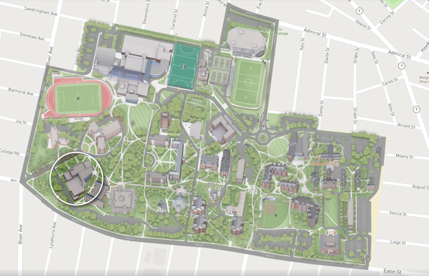 Map of Science Complex on campus at Providence College